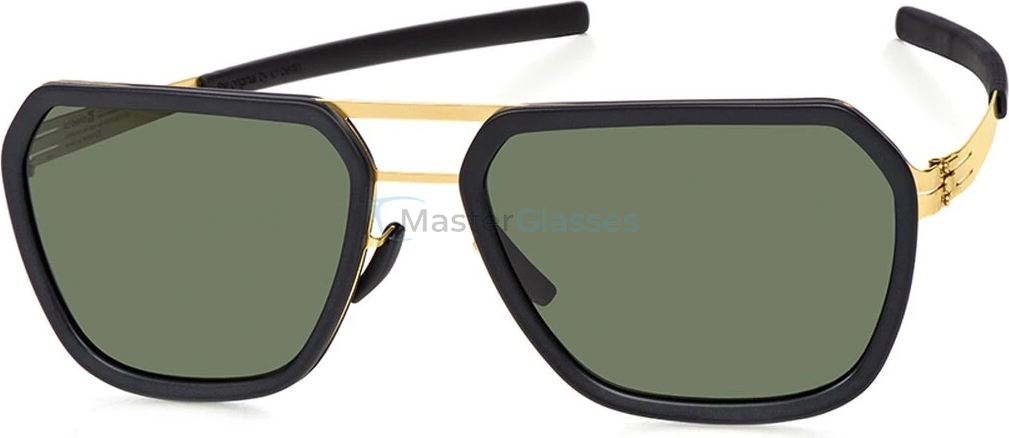 Солнцезащитные очки Ic! Berlin Jorg R. Matt-Gold-Black-Matt Black Green Flex