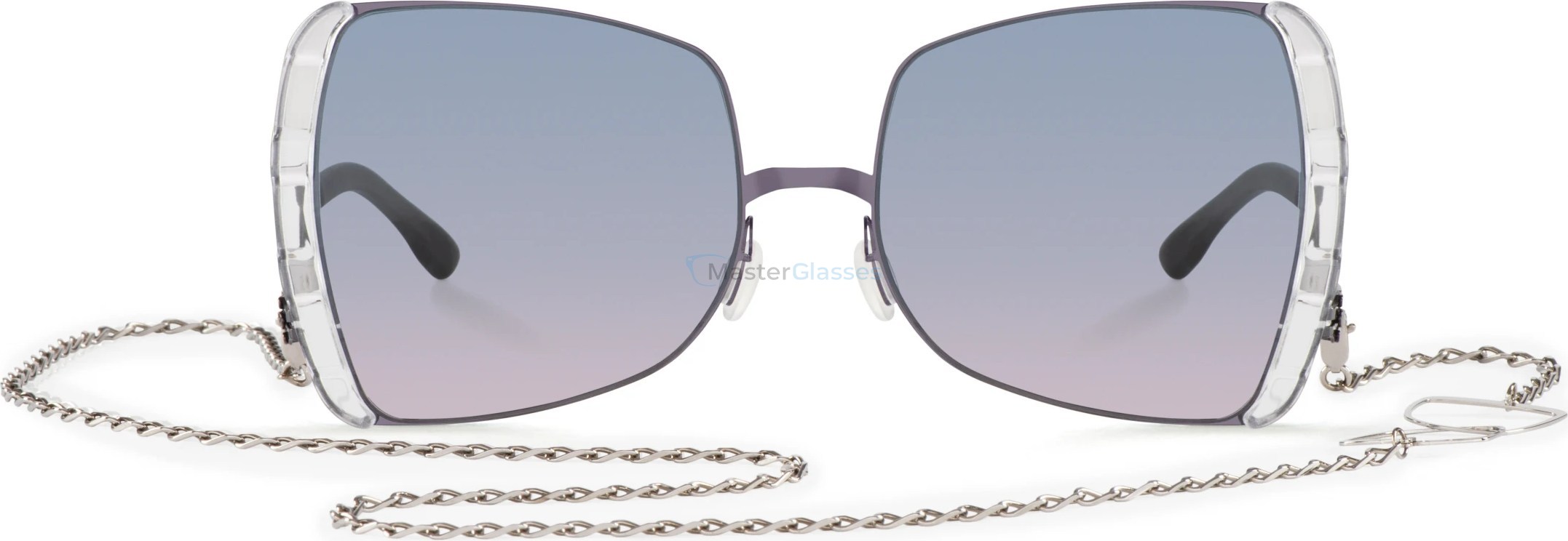 Солнцезащитные очки Ic! Berlin VIP Shiny-Aubergine-Crystal-Clear Black Blueberry Gradient Step (punched hole) - incl. Neckla