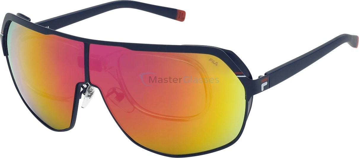 Солнцезащитные очки с медицинским клипоном FILA SFI125 R22X, цвет FULL MATT BLUE, SMOKE/MIRROR PINK