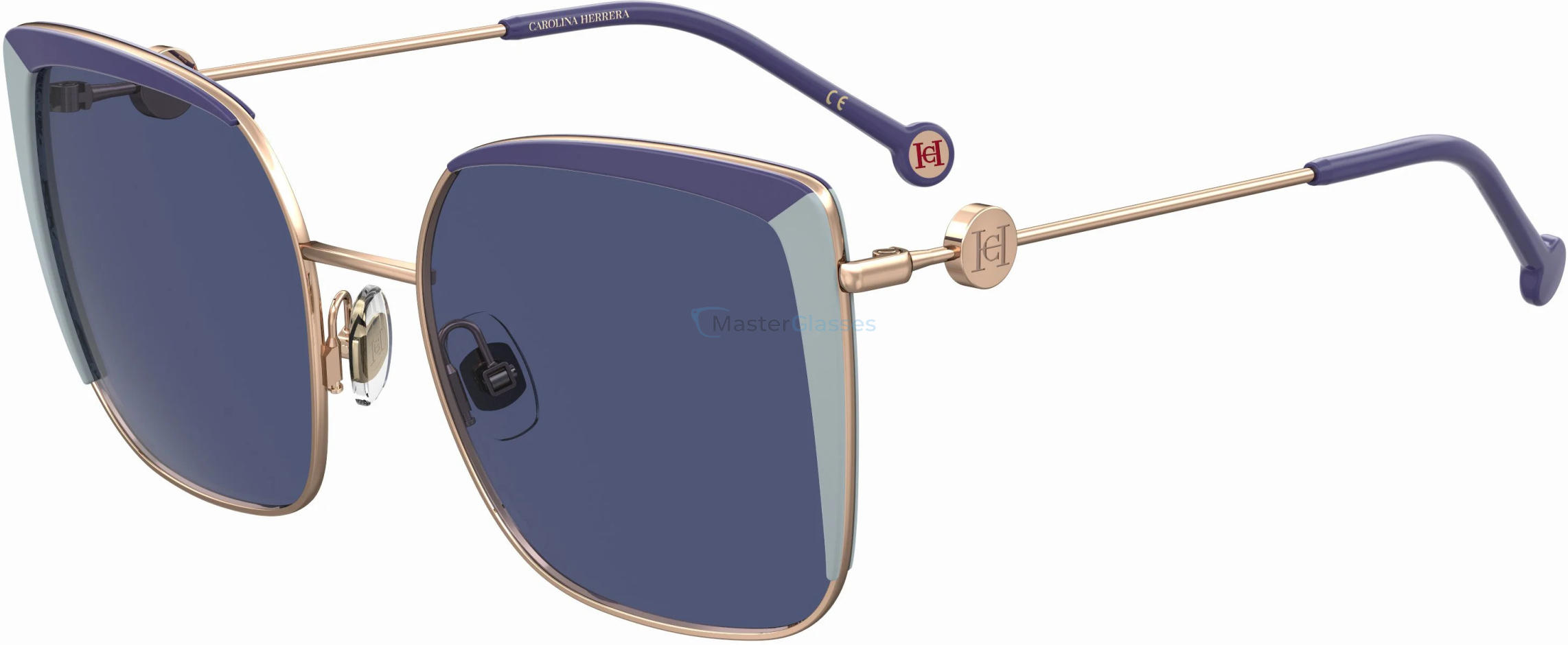 Солнцезащитные очки CAROLINA HERRERA HER 0111/S ZX9, цвет BLUE AZUR, BLUE AVIO