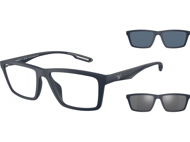 с двумя складными солнцезащитными клипонами Emporio Armani EA4189U 50881W Matte Blue